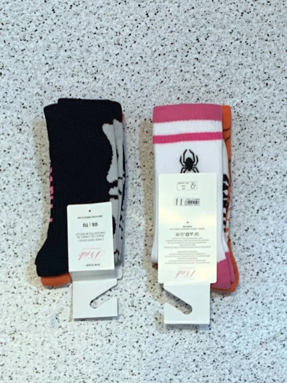 2X Victoria's Secret PINK 2 Pack Crew Socks NWT Halloween Skeleton 4 PAIR